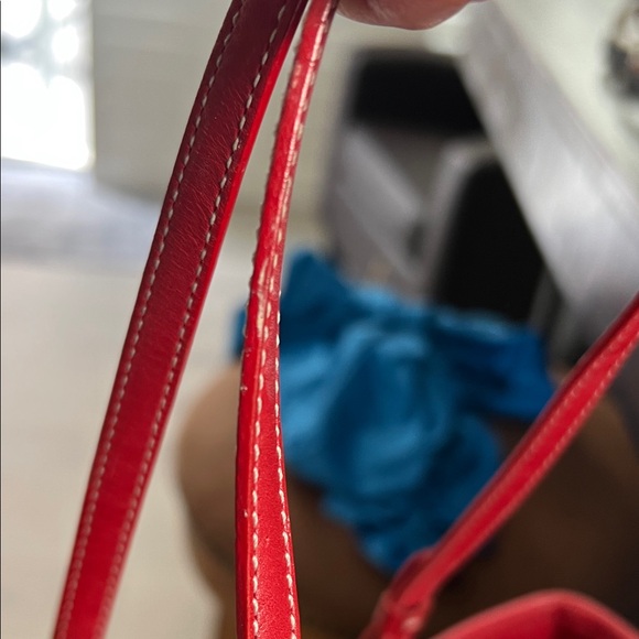 Coach Red and Tan Woven Tote Bag - Picture 8 of 16
